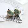 teal colour japan tensha beads dangle earring.-1