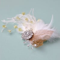 Bridal Head Piece Feather Fascinator In Woodland Nymph - Style # FF106  - Thumbnail 3