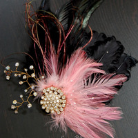 Bridal Head Piece Feather Fascinator - Style # FF110  - Thumbnail 2