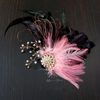 Bridal Head Piece Feather Fascinator - Style # FF110  - Thumbnail 3