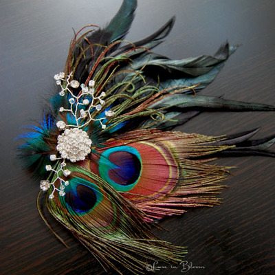 Bridal head piece elegant feather fascinator - style # ff112 