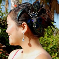 Bridal Head Piece Elegant Feather Fascinator - Style # FF112  - Thumbnail 1