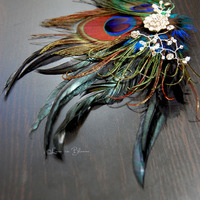 Bridal Head Piece Elegant Feather Fascinator - Style # FF112  - Thumbnail 3