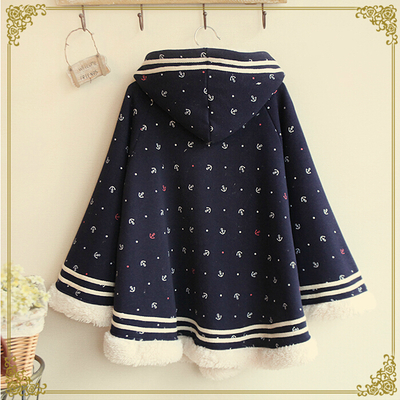 New winter sea anchor plus velvet hooded cape coat 