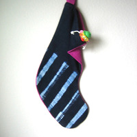 Christmas Stocking in Pink and Navy - Lots And Lots Of Texture - Thumbnail 1