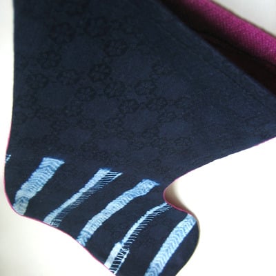 Christmas stocking in pink and navy - lots and lots of texture