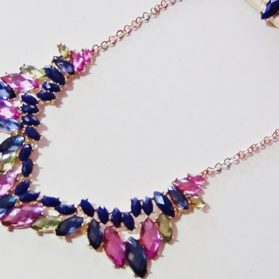 Crystal multi-colored necklace & earrings