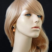 Bridesmaid Wedding Earrings in Tangerine Swarovski Crystals - Style #E170 : Luxe in Bloom - Thumbnail 1