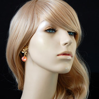 Bridesmaid Wedding Earrings in Ultra Orange Swarovski Crystals - Style #E170 : Luxe in Bloom - Thumbnail 2