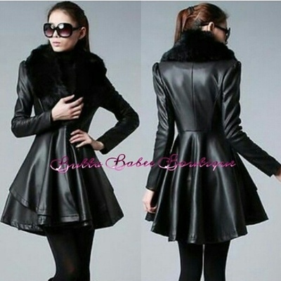faux leather skater coat