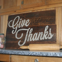 Give Thanks hand painted sign - Thumbnail 1