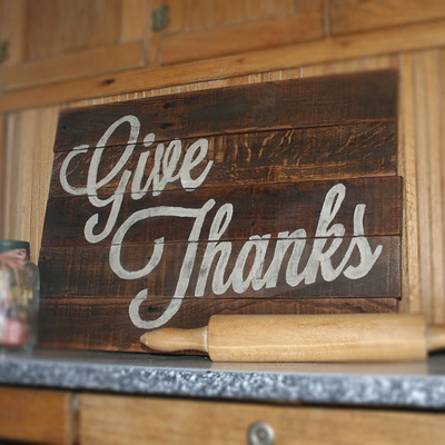 Give thanks hand painted sign