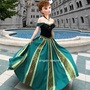 J712 Movies Frozen Snow Queen ANNA Cosplay Costume Deluxe Dress coronation adult and teenager-1