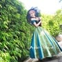 J712 Movies Frozen Snow Queen ANNA Cosplay Costume Deluxe Dress coronation adult and teenager-2