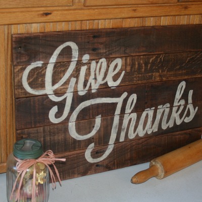 Give thanks hand painted sign