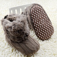Infant Baby Toddler Crochet/Knit Fleece Boots Warm Knit Bootee Crib Shoes Socks - Thumbnail 1