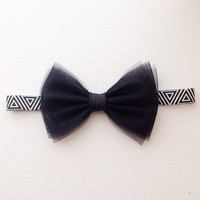 The Jasmine - Tulle Bow Over Elastic Headband - Tulle Bow On Clip - Thumbnail 3