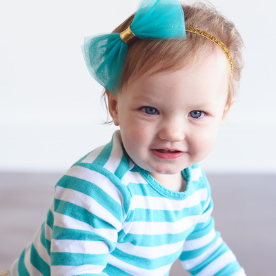 The jasmine - tulle bow over elastic headband - tulle bow on clip - Thumbnail 5