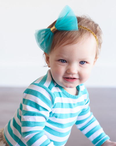 The Jasmine - Tulle Bow Over Elastic Headband - Tulle Bow On Clip