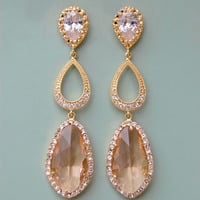 Drop Wedding Earrings In Champagne And Gold - Style # E155 - Thumbnail 1