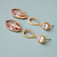 Drop Wedding Earrings In Champagne And Gold - Style # E155 - Thumbnail 2