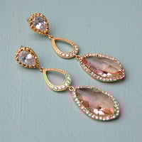 Drop Wedding Earrings In Champagne And Gold - Style # E155 - Thumbnail 3