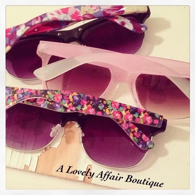Floral and plain pink sunglasses