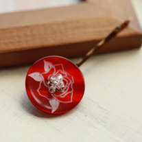rose button bobbi pin - Thumbnail 1