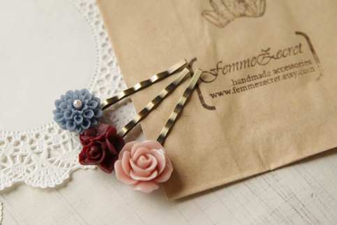 calm. hair pins set. set of 3.