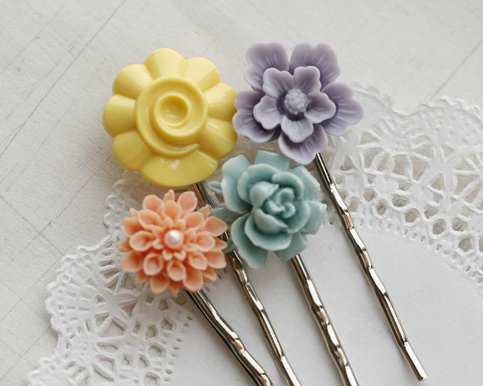 mary ann. spring floral hair pins set