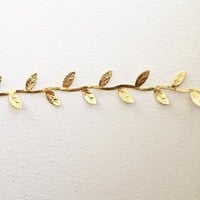 The Athena - Leaves Hippy Headband - Leaf Headband - Gold, Silver, Pink, Maroon or Navy Blue Leaf Headband - Thumbnail 1
