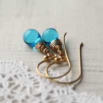 tiny blue tear drop earrings
