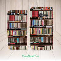 Antique Bookshelf Bookcase cover flip pu leather cover case for iPhone 7/7 Plus/6s/6/5/5s/5c, moto X2 moto X3, galaxy S5 S6 edge Note 4 5 (R08) - Thumbnail 2