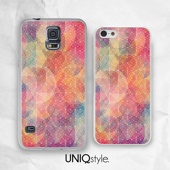 Colorful geometric pattern phone case for iPhone 7/6/6s, Samsung S8/S7/S6/Note 5, Sony Z5/Z5 compact, LG, Nokia, HTC - L68