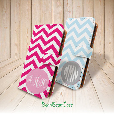 Chevron zigzag monogram name custom personalize wallet flip pu leather case for iPhone X/7/6s/5s/5c, Moto X moto X2, Samsung Note 4 5 S5 S6 edge