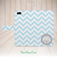 Chevron zigzag monogram name custom personalize wallet flip pu leather case for iPhone X/7/6s/5s/5c, Moto X moto X2, Samsung Note 4 5 S5 S6 edge - Thumbnail 3