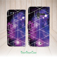 Geometric galaxy cosmo blue sky flip pu leather cover case for iPhone 7/7 Plus/6s/6/5/5s/5c, moto X moto X2, galaxy S5 S6 edge Note 4 5 (N33) - Thumbnail 3