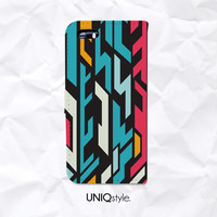 Colorful geometric pattern PU leather flip case for iPhone 7/6s, Samsung Note 5, S6 Edge, S8, S7, LG G6, G5, Nexus 5X, Sony Z3 - A63 - Thumbnail 1