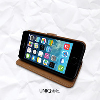 Blue striped PU leather flip case for iPhone 7/ 6s, iPhone 5C, Samsung S8, S7 Edge, Note 5, S6 S7, HTC One M9, LG G6 G5 - A60 - Thumbnail 3