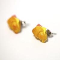 Kawaii Cute Miniature Food Earrings - Ham and Cheese Croissant Sandwich   - Thumbnail 3