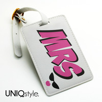 Mr and Mrs two tags pair - luggage tag, travel bag tag, name tag, id tag, suitcase tag with straps - Wedding Gift - set for two - N09 - Thumbnail 2