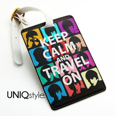 Pop art style the beatles travel tag - keep calm and travel on - luggage tag, travel bag tag, office tag, suitcase tag with straps - i13