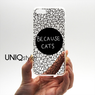 Transparent clear cat case for iPhone 7/6, iPhone 4/4s 5/5s 5c Samsung S8/S7 Note5, cute lovely because cats plastic case with tpu edge - i39