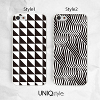 Black and white geometric phone case for iPhone 7/6/6s, Samsung S8/S7/S6/Note 5, Sony Z5/Z5 compact, LG, Nokia, HTC, Motorola - i22 - Thumbnail 1