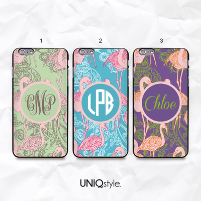 Flamingo personalized monogram custom phone case for iPhone 7/6/6s , Samsung S8/S7, Note5, Sony, LG Nexus, Nokia Lumia, HTC One M9/M8, Moto - N44