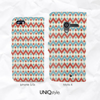 Aztec tribal pattern personalized monogram Custom PU leather case for iPhone 7/6/6s, Moto X, Samsung S6 Edge, S7 S8, Note 5, Sony Z3 - Thumbnail 1