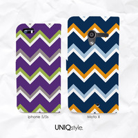 Colorful chevron zigzag personalized monogram Custom name PU leather case for iPhone 6/6s/7, Samsung S6 S7 S8, S6 Edge, HTC One M9, LG G6 - Thumbnail 1