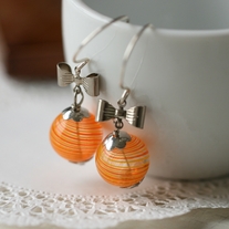elegant orange hollow glass earrings. - Thumbnail 1