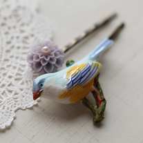 funny and cute. bird and flower bobbi pin. - 2 -
