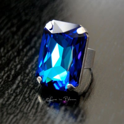 Wedding swarovski bridesmaid rings in bermuda blue style #r801